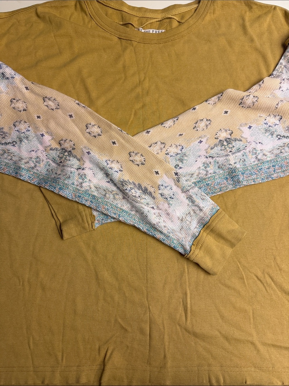 Free People We The Free Long Sleeve T Watercolour Sleeves XL